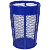 WITT Expanded Metal Basket Waste Receptacle with Metal Nameplate - 48 gallon, Blue